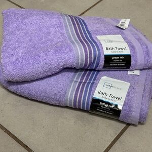 Mainstays Lilac/Purple 2 Bath Towels cotton rich‎